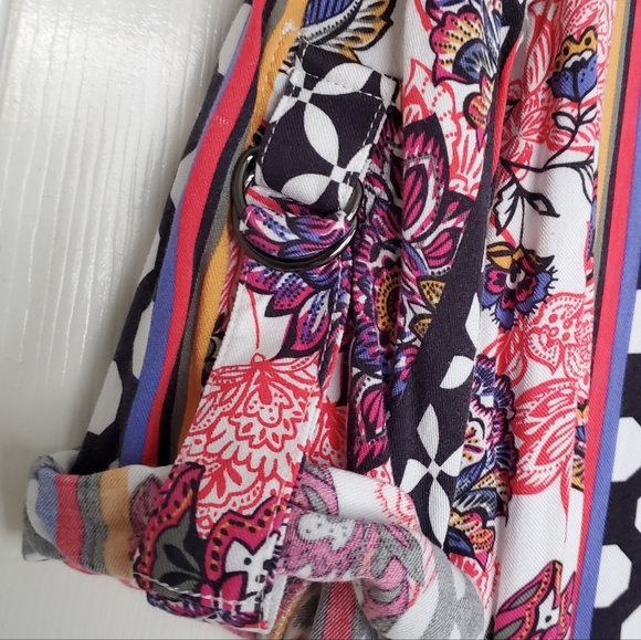 Ruby Rd. Multicolor Top Floral Stripes Polka Dots Bright Funky Blouse Sz:MP - Picture 3 of 8